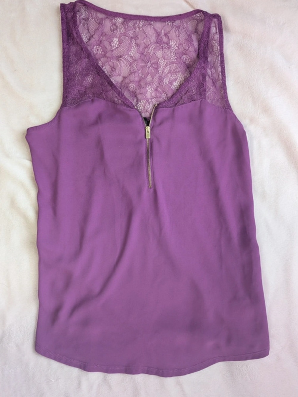Express Purple Lace-Back Zip Front Camisole